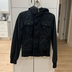 TNA Aritzia Black Maverick Bomber Utility Jacket.